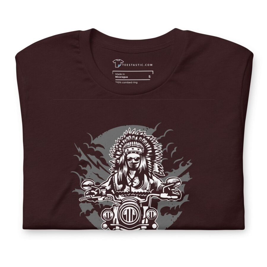 A maroon Indian Motorcycle Rider Unisex t-shirt.