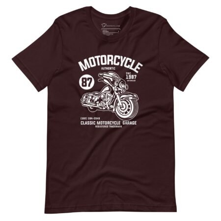 An authentic Motorcycle Unisex t-shirt featuring a motorcycle design.