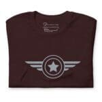 A maroon Airforce Star Wings Badge | Unisex t-shirt |, perfect for showcasing your Airforce pride.