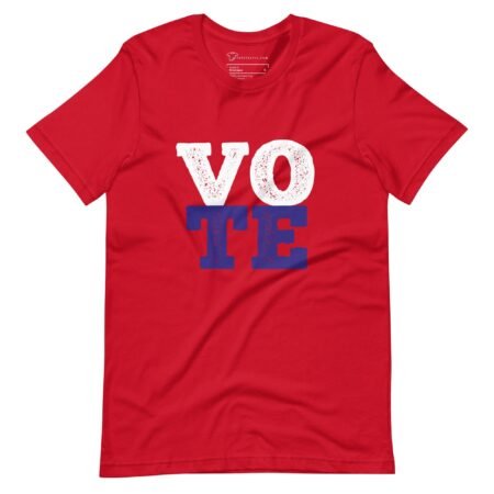 A red Vote | Elections 2024 | Unisex t-shirt promoting the vote.