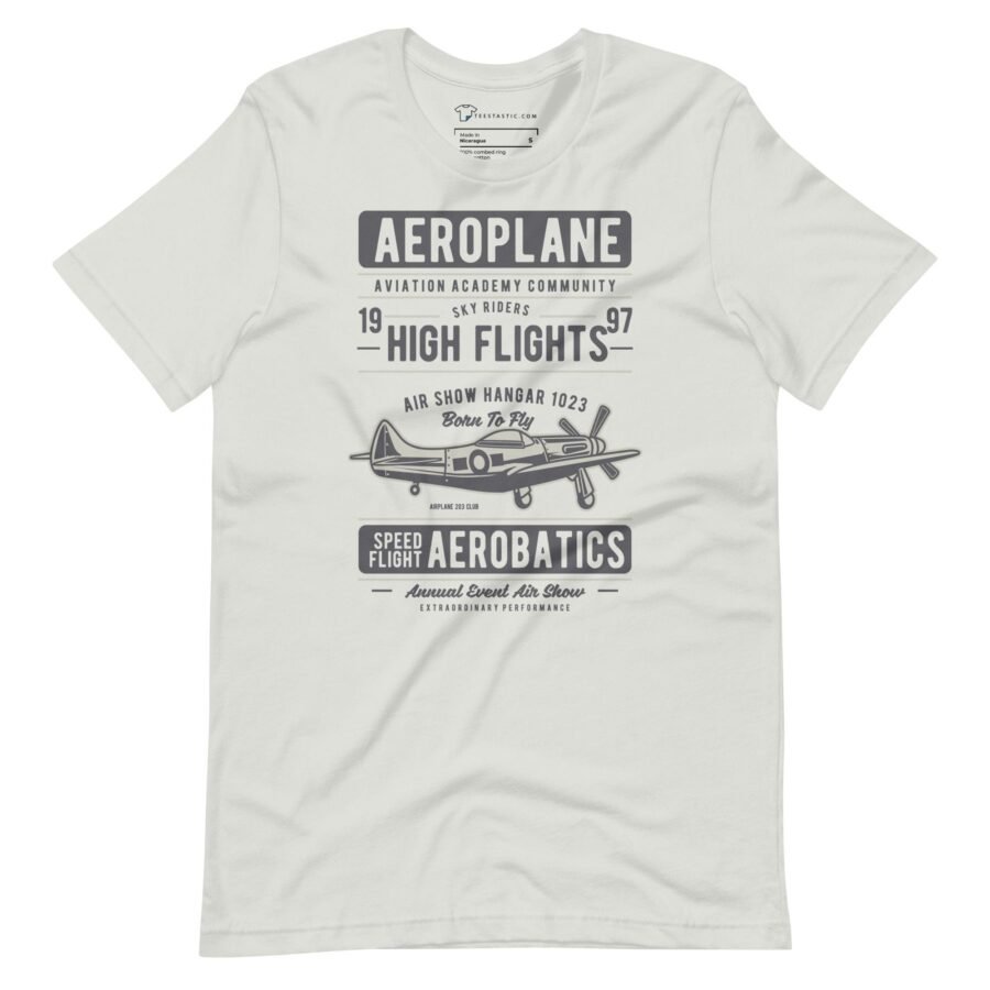 A Unisex t-shirt featuring the word Acrobatics Airplanes, perfect for aviation enthusiasts.