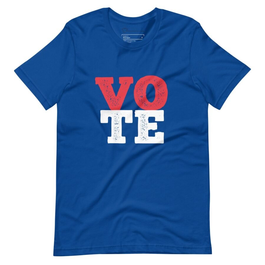 A Vote | Elections 2024 | Unisex t-shirt with the word vote prominently displayed.