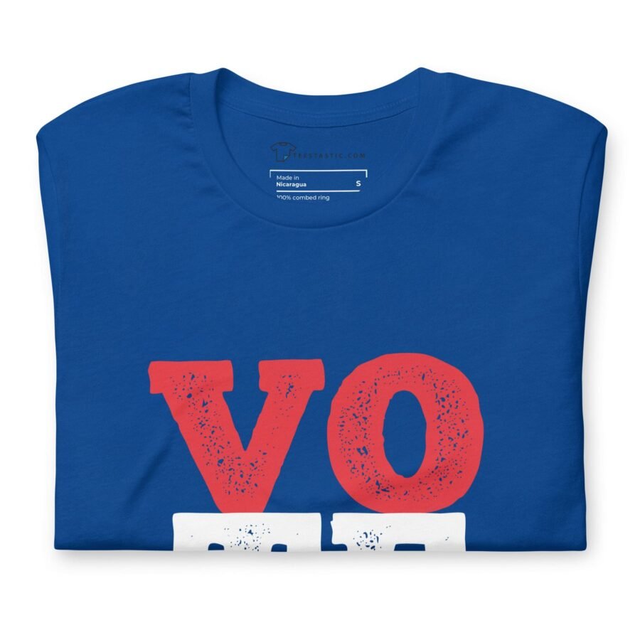 A "Vote | Elections 2024" unisex t-shirt featuring the word "vote".