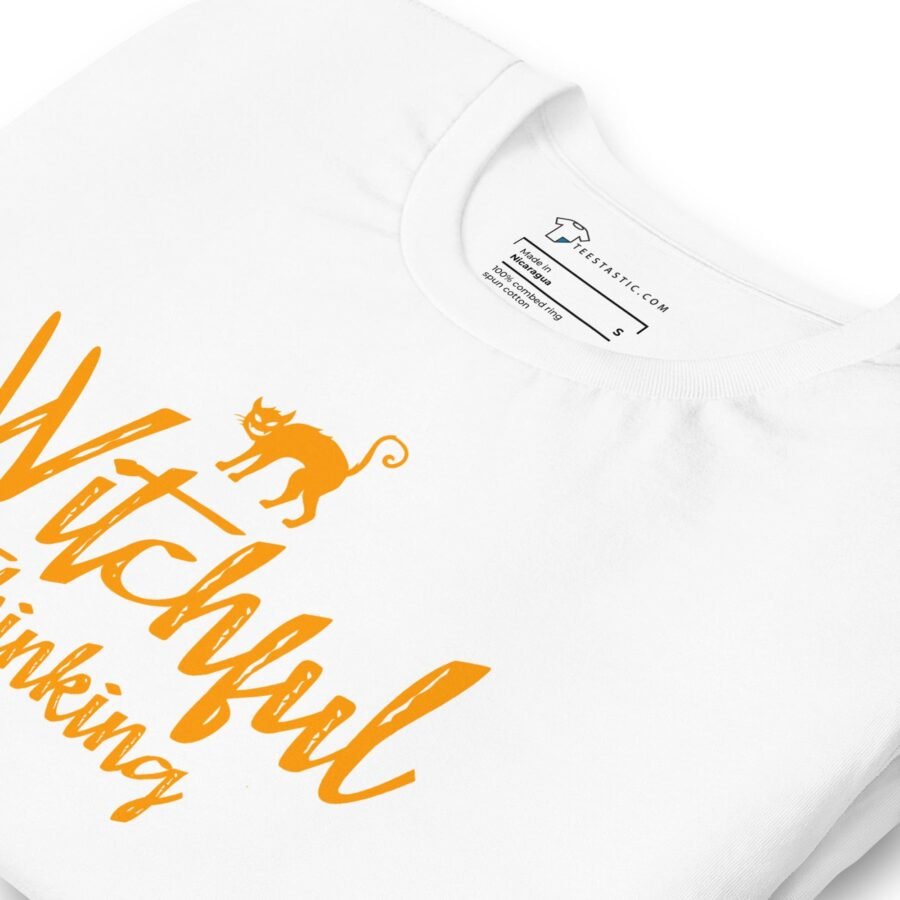 A Halloween-themed Witchful Thinking unisex t-shirt.