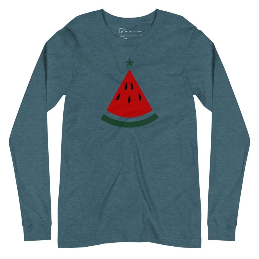 Christmas Melon Tree | Festive Season | Unisex Long Sleeve Tee - Image 4