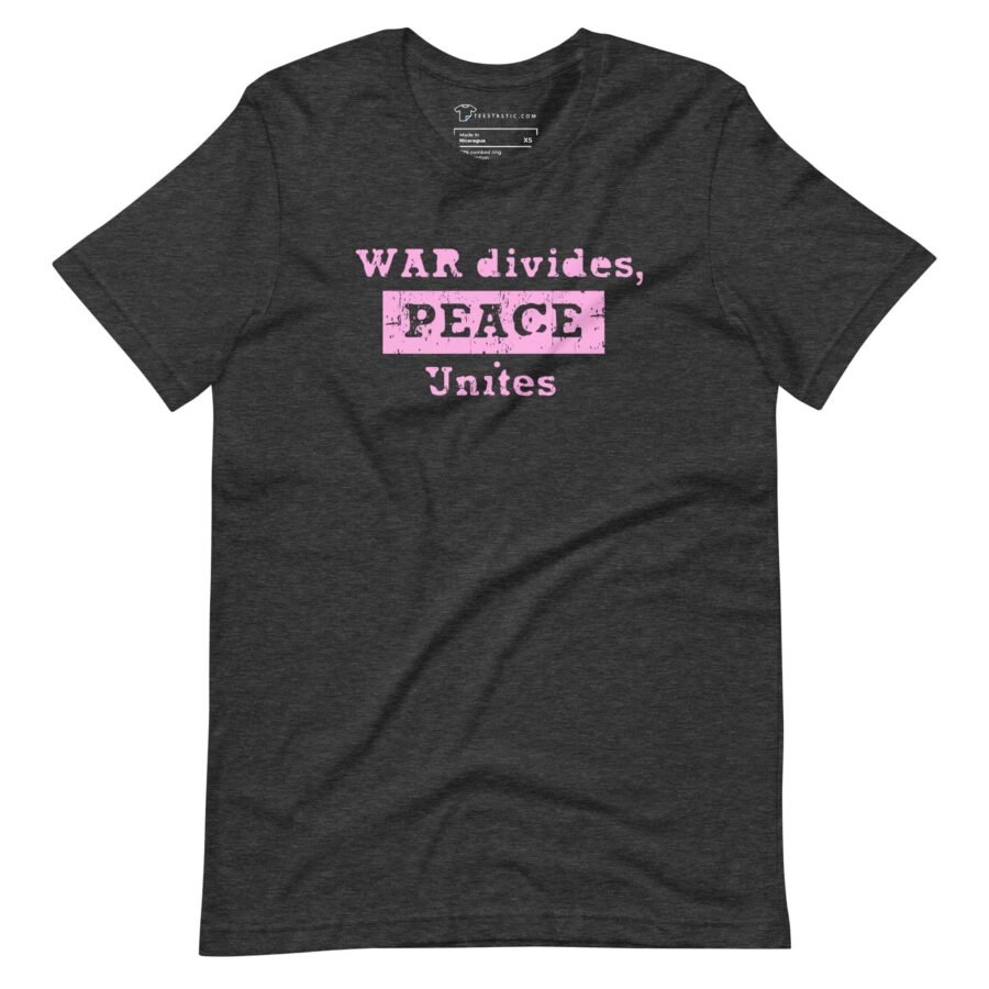 A black War Divides Peace Unites | Unisex Heavy Cotton Tee that symbolizes the power of peace and unity amidst war.