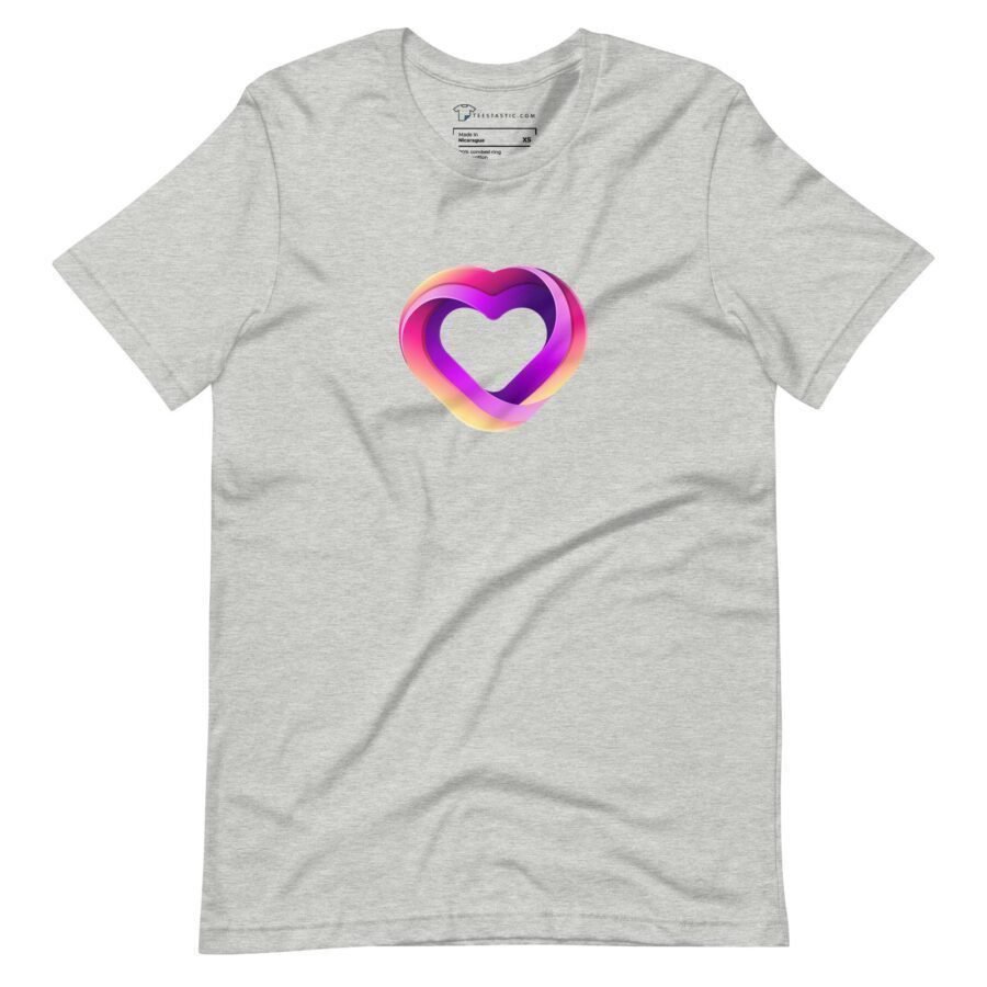 A Love Unisex Heavy Cotton Tee with a rainbow heart, perfect for spreading love.