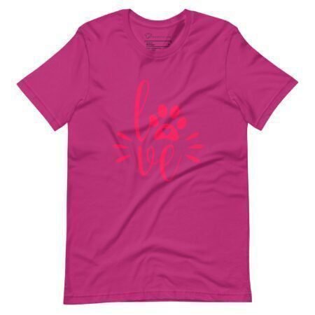 A pink t-shirt with the product name "Love My Dog | Unisex Heavy Cotton" on it, perfect for those who "Love My Dog".