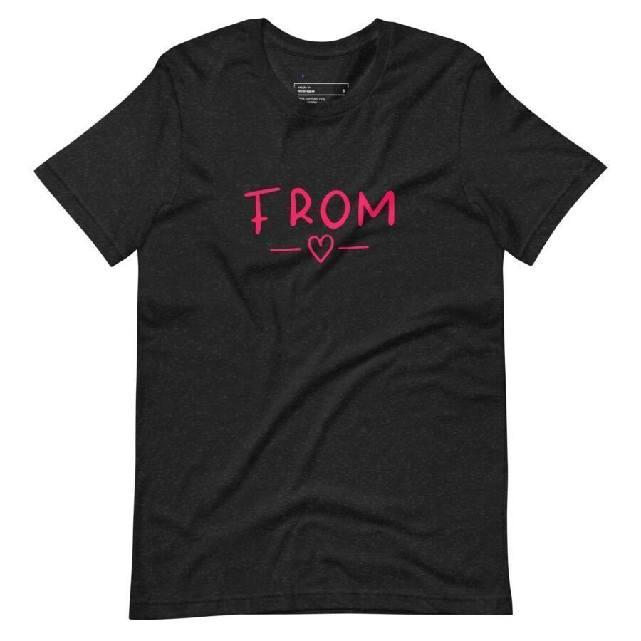 From Love | Unisex Heavy Cotton is a black t-shirt with the word "love" in pink.