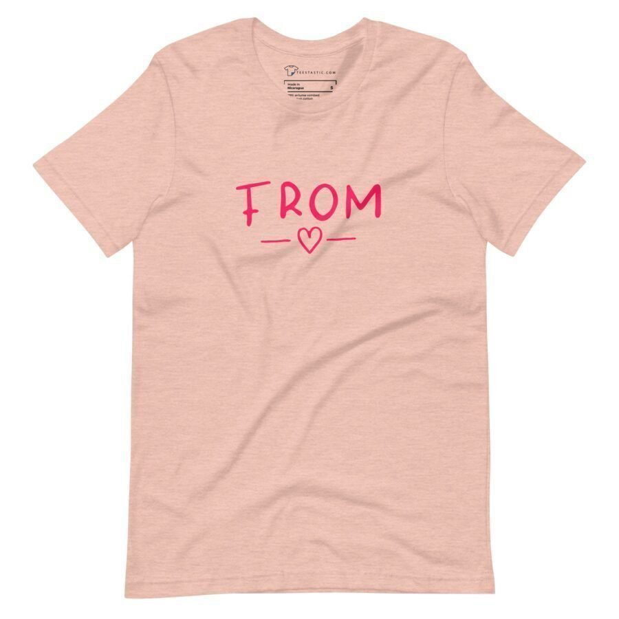 A pink From Love | Unisex Heavy Cotton t-shirt with the word "love" on it.