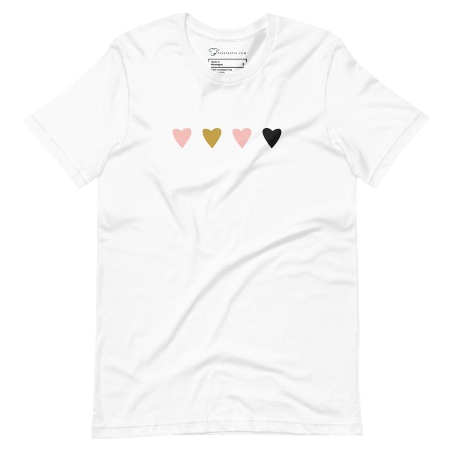 unisex staple t shirt white front 65b3f2811c98a variable Four Hearts Love