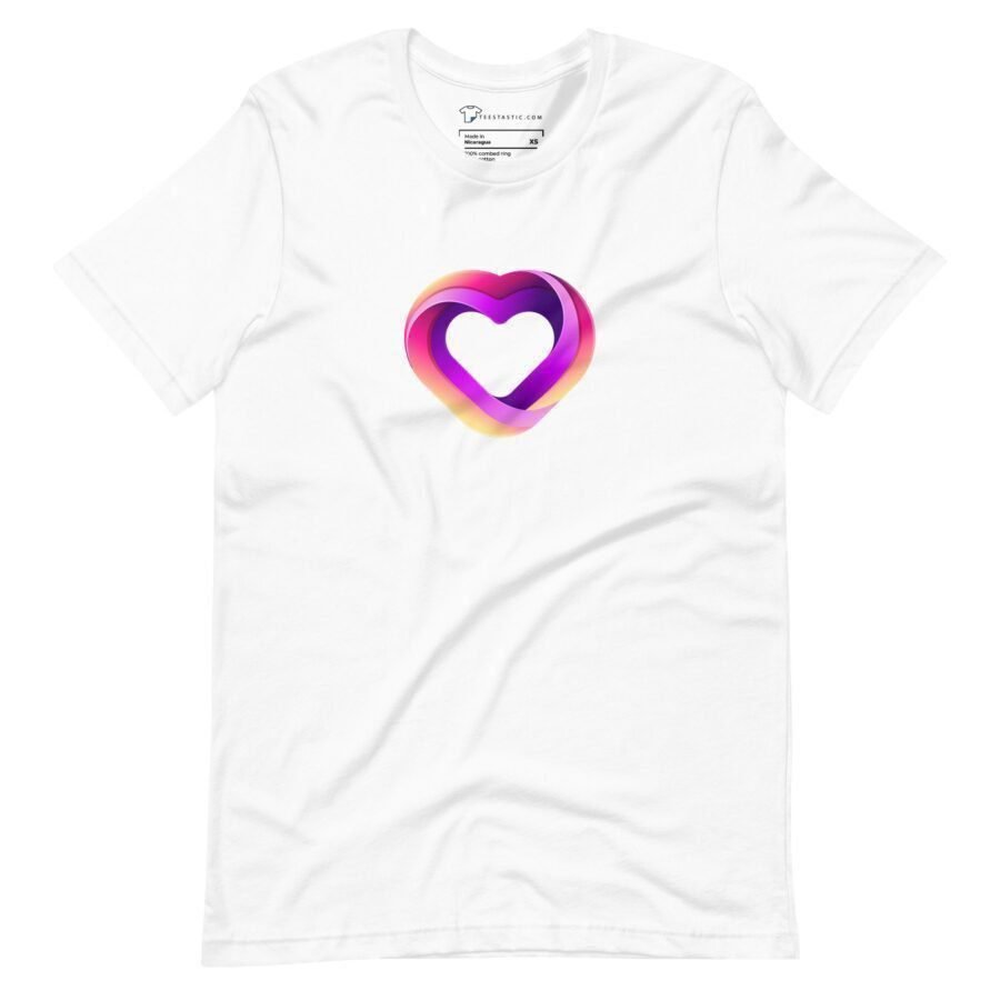 A Love | Unisex Heavy Cotton Tee with a colorful heart on it.