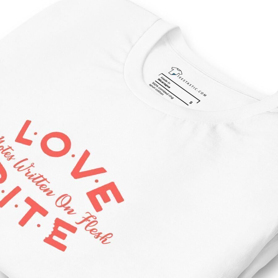 A Love Bite Unisex Heavy Cotton sweatshirt with the words love eat on it.