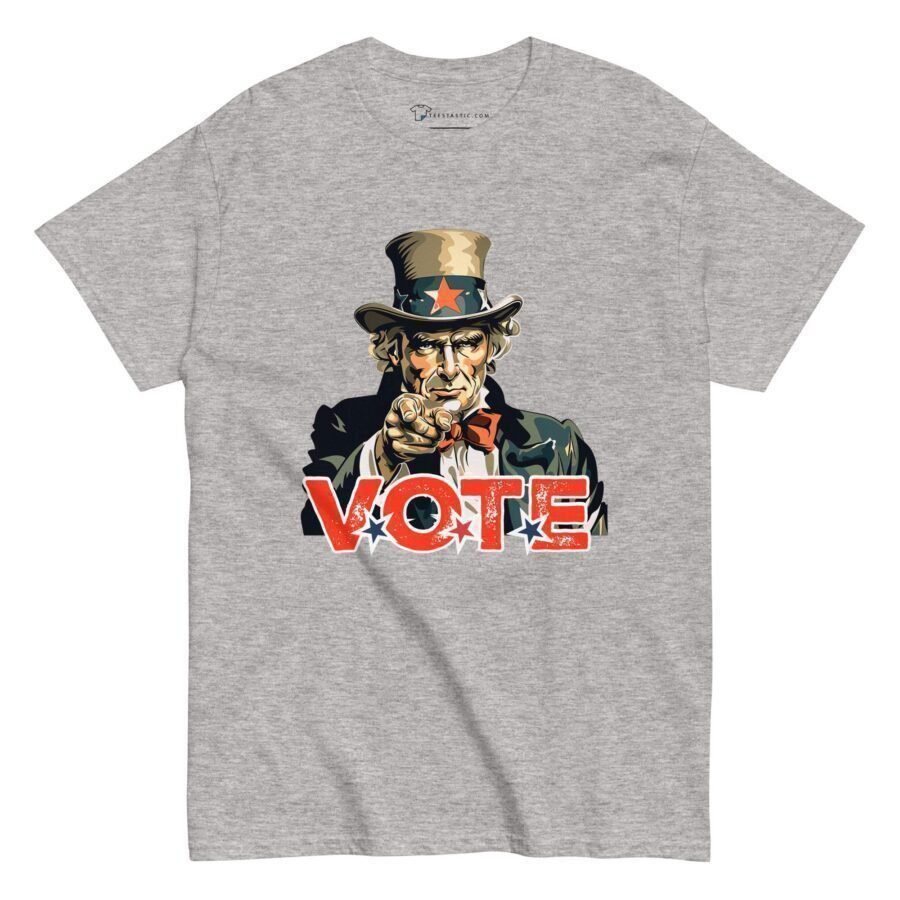 A men's classic tee featuring Vote Uncle Sam | Elections 2024 | Men's Classic Tee.