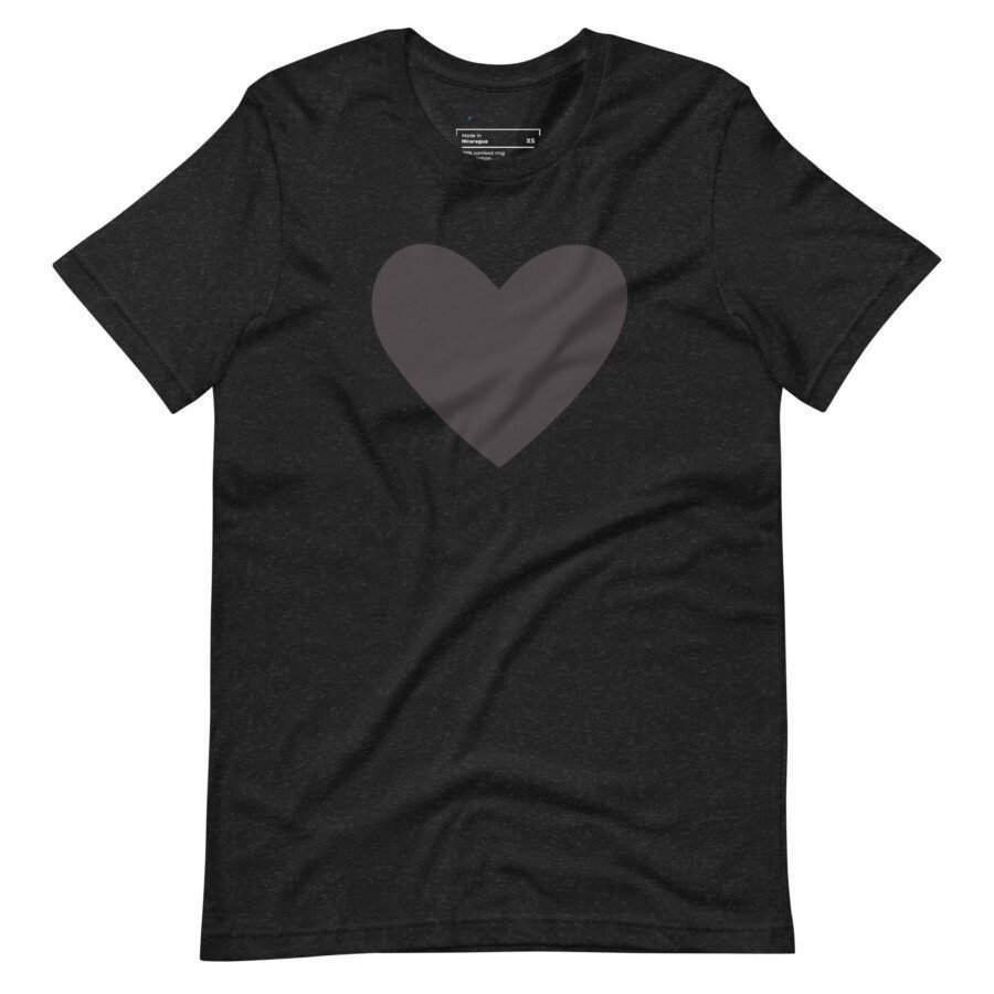 A Black Heart | Unisex T-shirt with a grey heart on it.