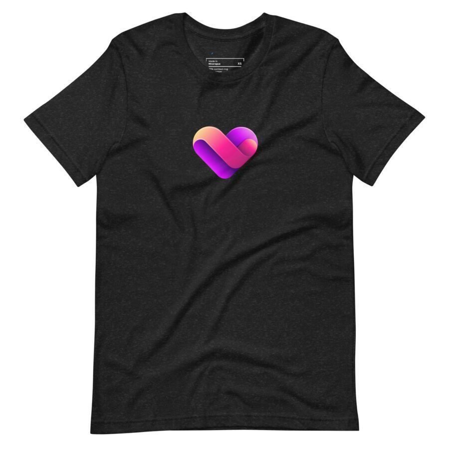 A LOVE | Unisex t-shirt with a purple heart on it, symbolizing LOVE.