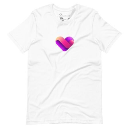 A LOVE | Unisex t-shirt with a purple heart on it, symbolizing love.