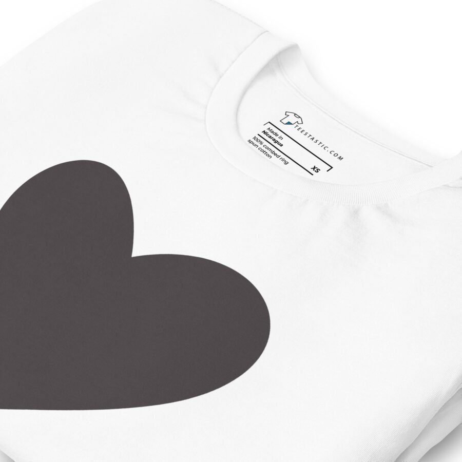 The Black Heart | Unisex T-Shirt is a t-shirt with a black heart.