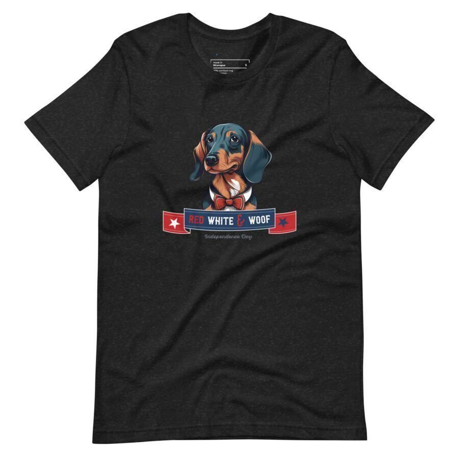 4th July | Red White & Woof | Dachshund Unisex T-shirt - Image 2