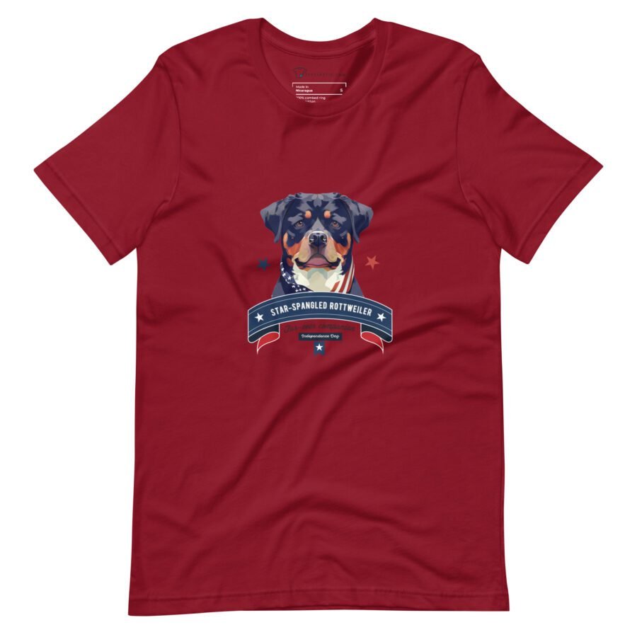 unisex staple t shirt cardinal front 66221edca10b5 variable Patriot Star-Spangled Rottweiler