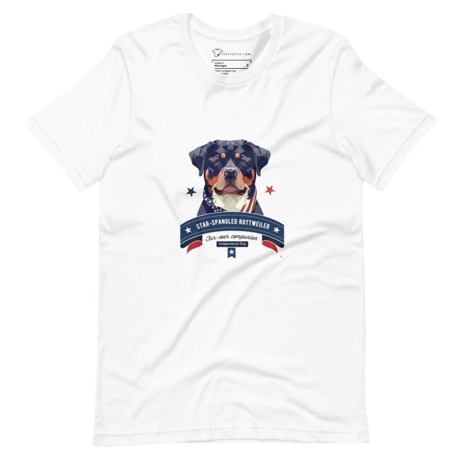 unisex staple t shirt white front 66221edca5260 variable Patriot Star-Spangled Rottweiler