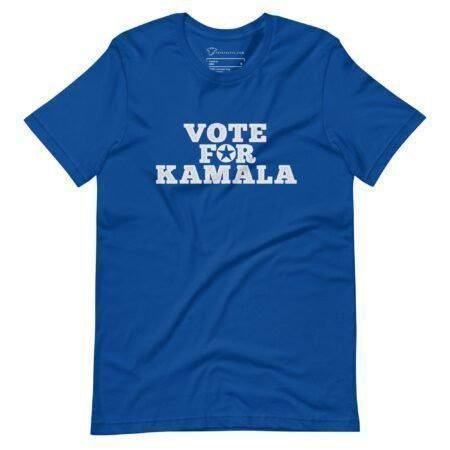 The "VOTE FOR KAMALA | Elections 2024 | Unisex t-shirt" in blue with white text is the perfect way to show your support for Elections 2024.