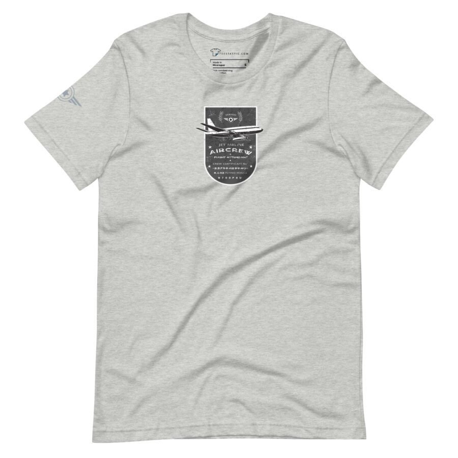 Celebrate the legacy of retired crew with this stylish "Pioneer Jetliner | Retired Crew" unisex T-shirt. Featuring a black and white graphic in the center with the text "Aircrew," airplane illustrations, and additional details underneath, it's a perfect nod to pioneer jetliners.