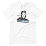 Transatlantic Aviator | Unisex T-shirt, featuring a black-and-white illustration of an aviator wearing goggles, with the text "Transatlantic Aviator 1927" printed below the image.
