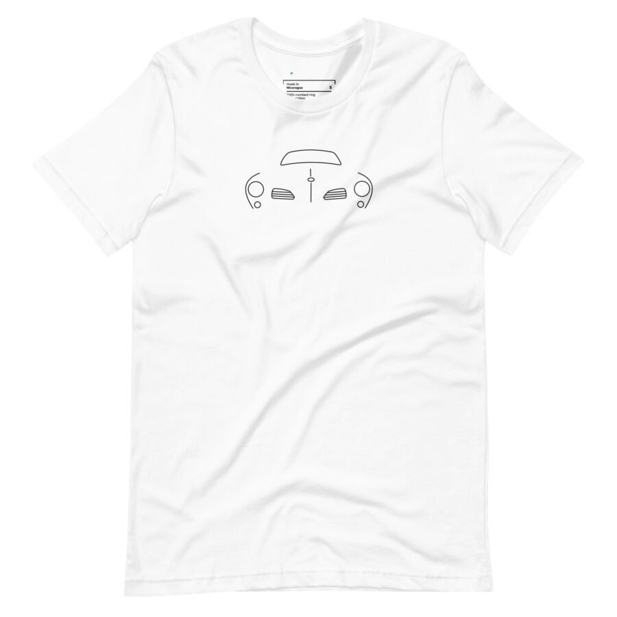 The CARMEN VW | I Unisex Heavy Cotton Tee features a minimalist black outline design of the classic CARMEN VW car's front view, making it an ideal choice for automotive enthusiasts.